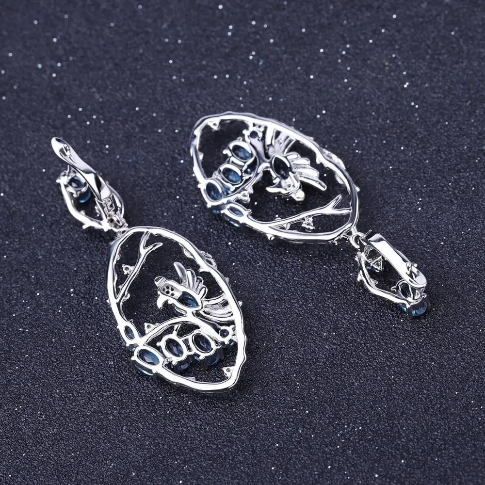 Elegant Blue Topaz Silver Earrings