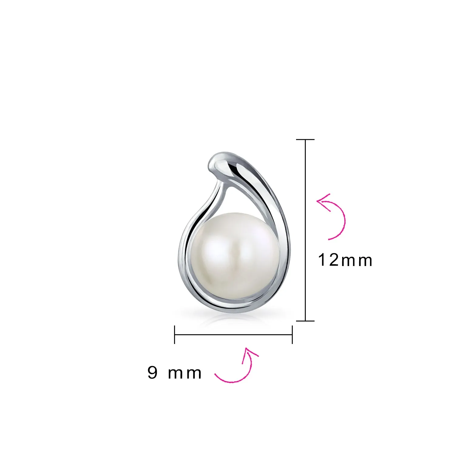 Elegant Bridal White Freshwater Pearl Teardrop Stud Earrings - Sterling Silver