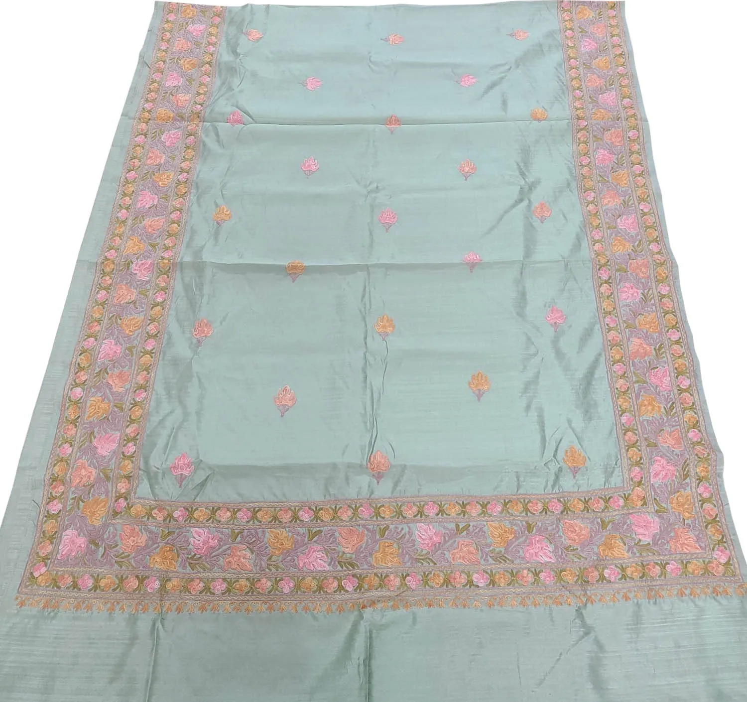 Elegant Grey Silk Saree with Hand Embroidery