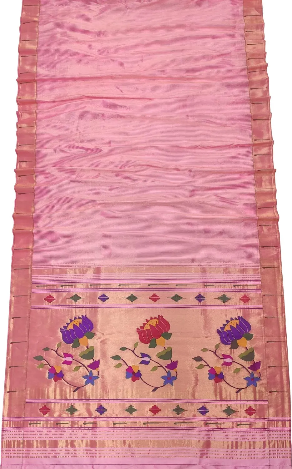 Elegant Pink Paithani Handloom Pure Tissue Silk Saree