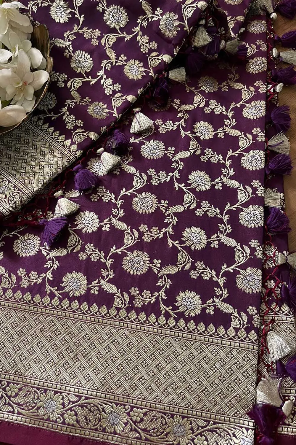 Elegant Purple Banarasi Silk Saree