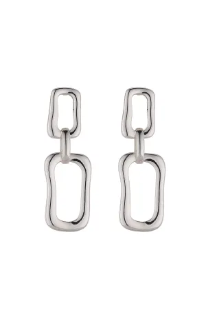 Elongated Silver Link Earrings