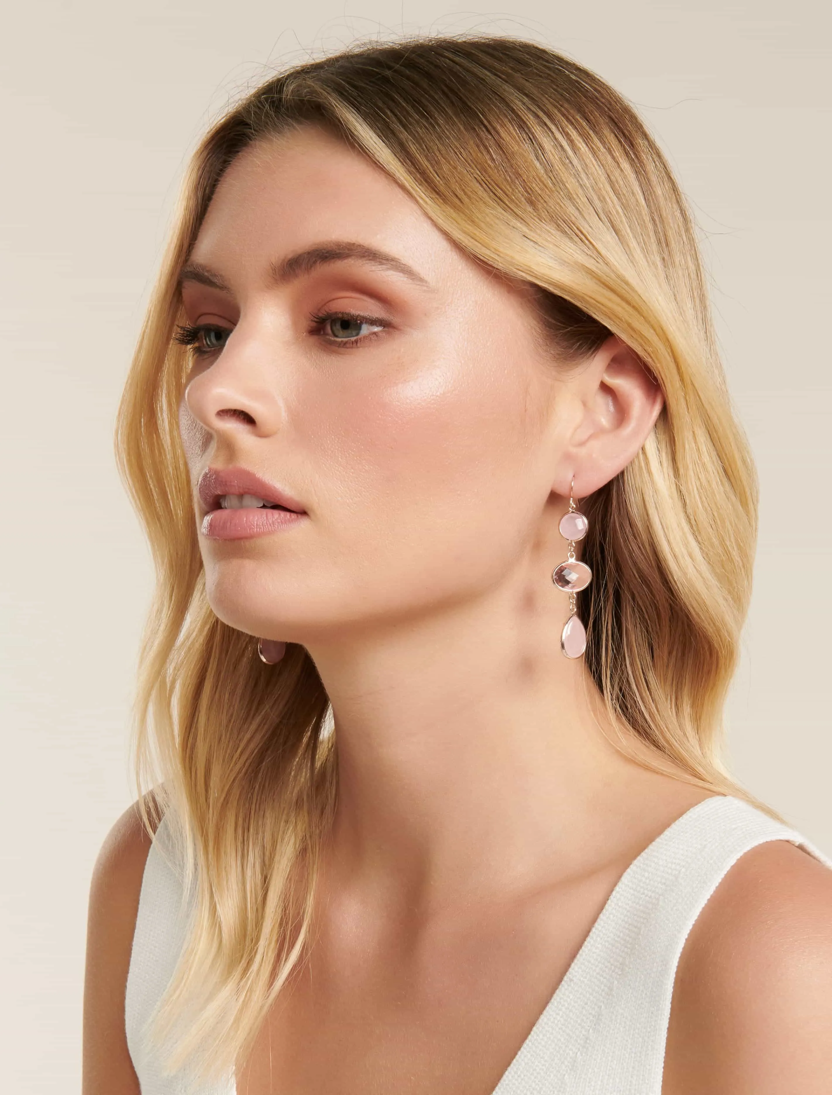 Emer Triple Stone Drop Earrings