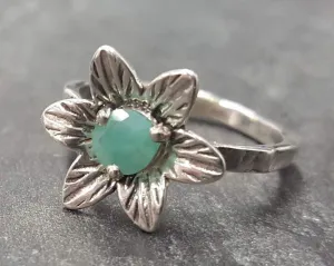 Emerald Flower Ring - Natural Emerald Ring - Green Vintage Ring