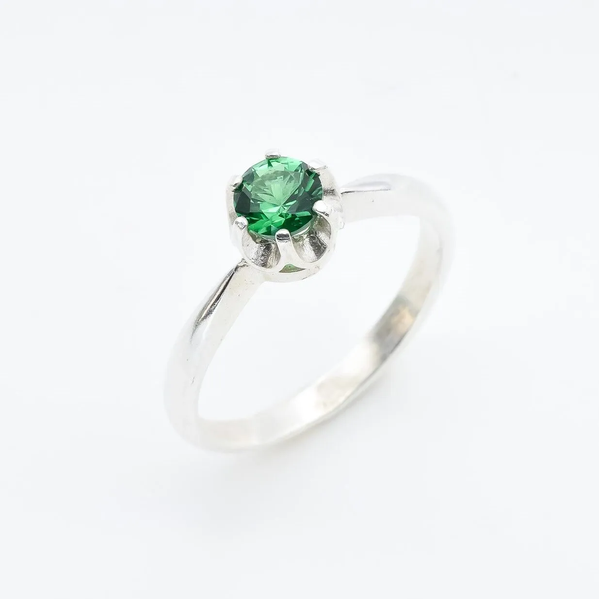 Emerald Promise Ring - Dainty Green Ring - Classic Solitaire Ring