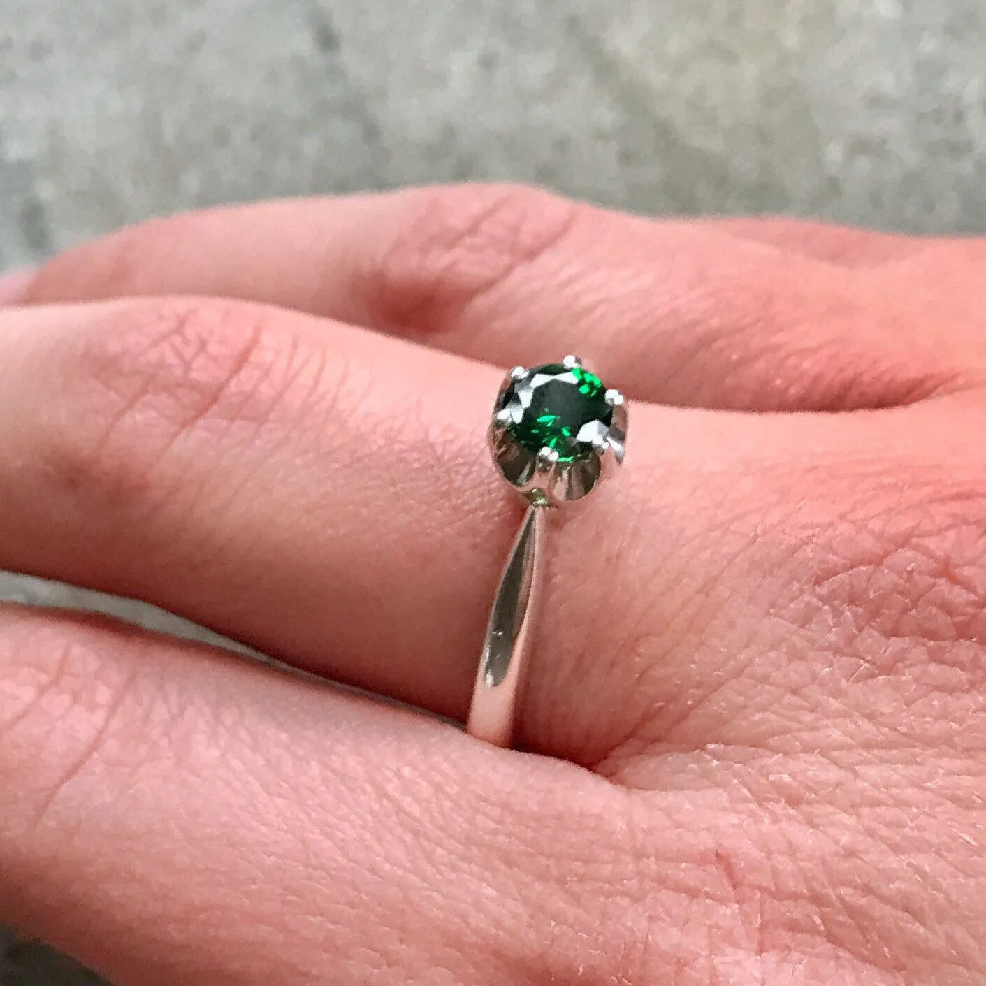 Emerald Promise Ring - Dainty Green Ring - Classic Solitaire Ring