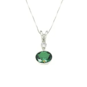 Emerald Statement Necklace - Two Stone Pendant - Artistic Emerald Necklace