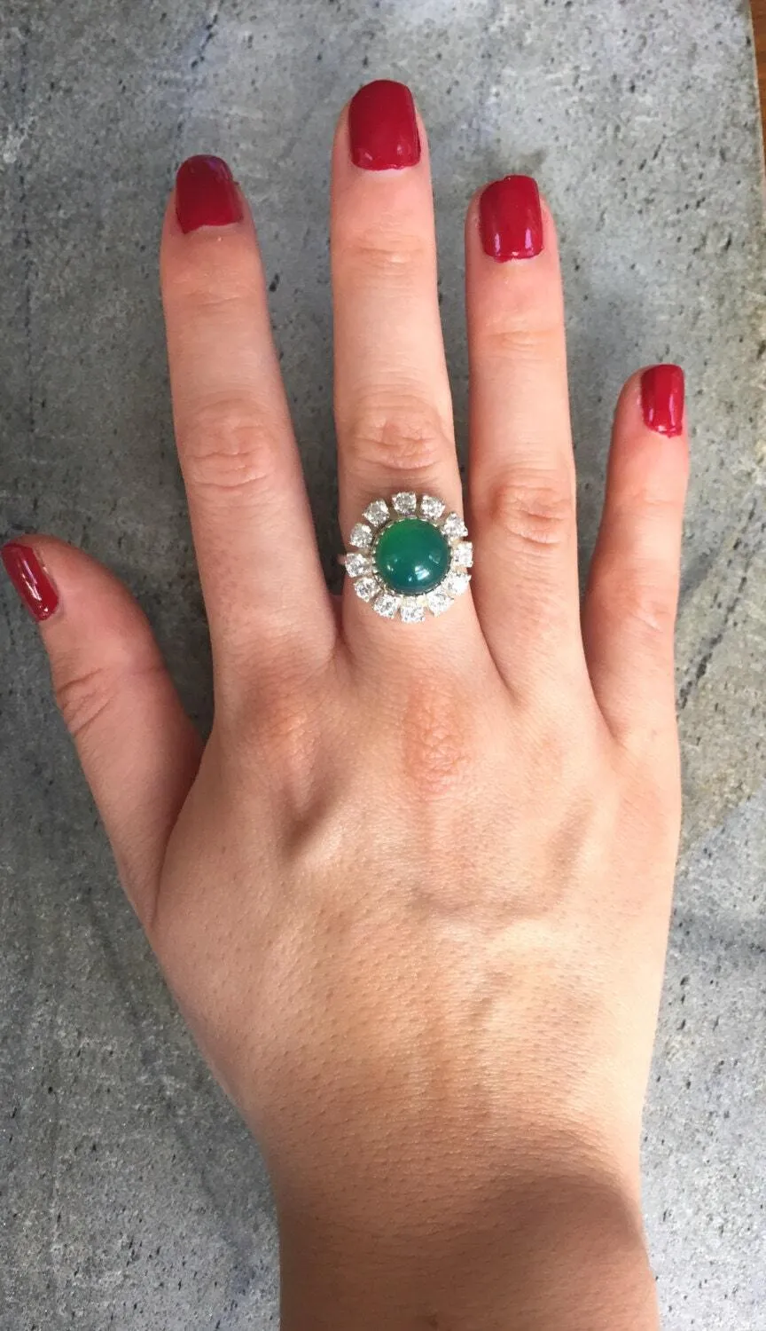 Emerald Victorian Ring - Statement Emerald Ring - Emerald Flower Ring