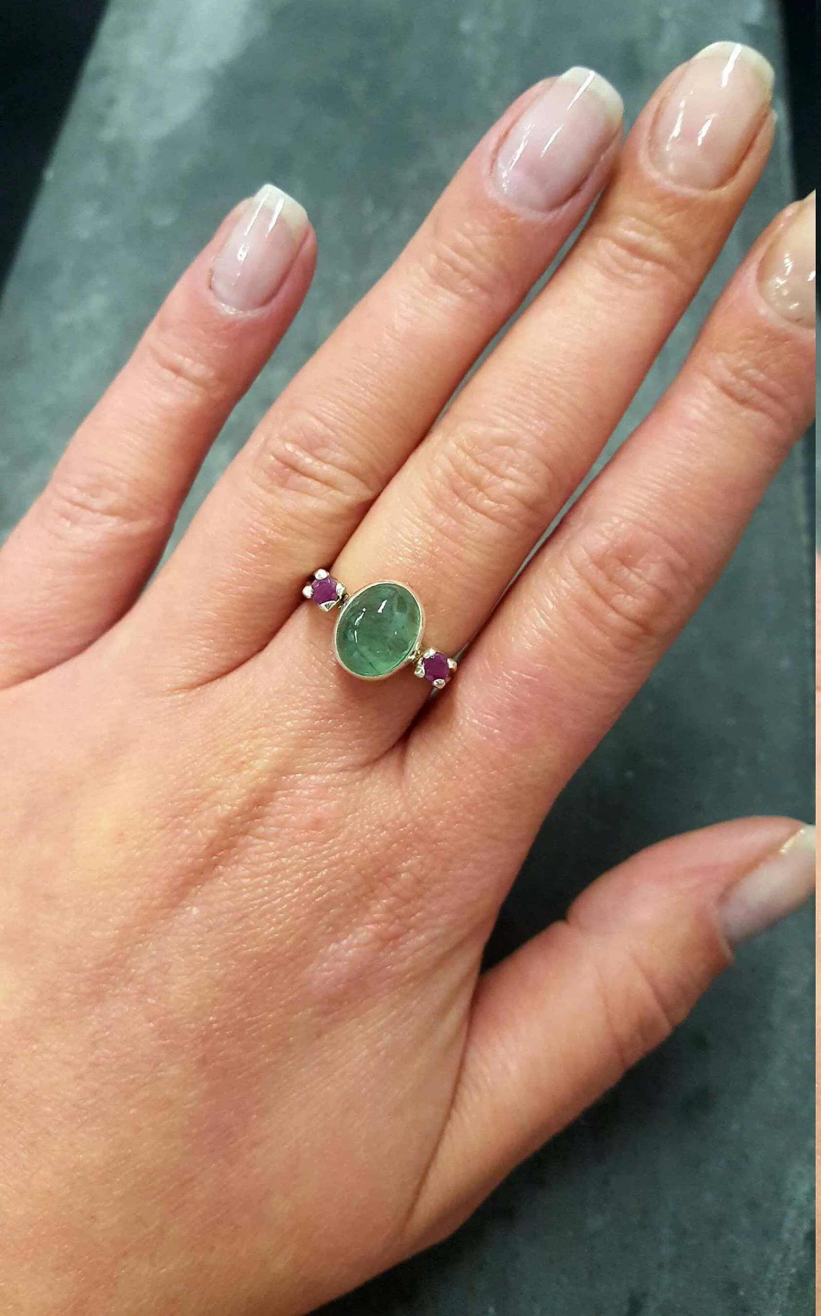 Emerald Vintage Ring - May Birthstone Ring - Ruby Silver Ring