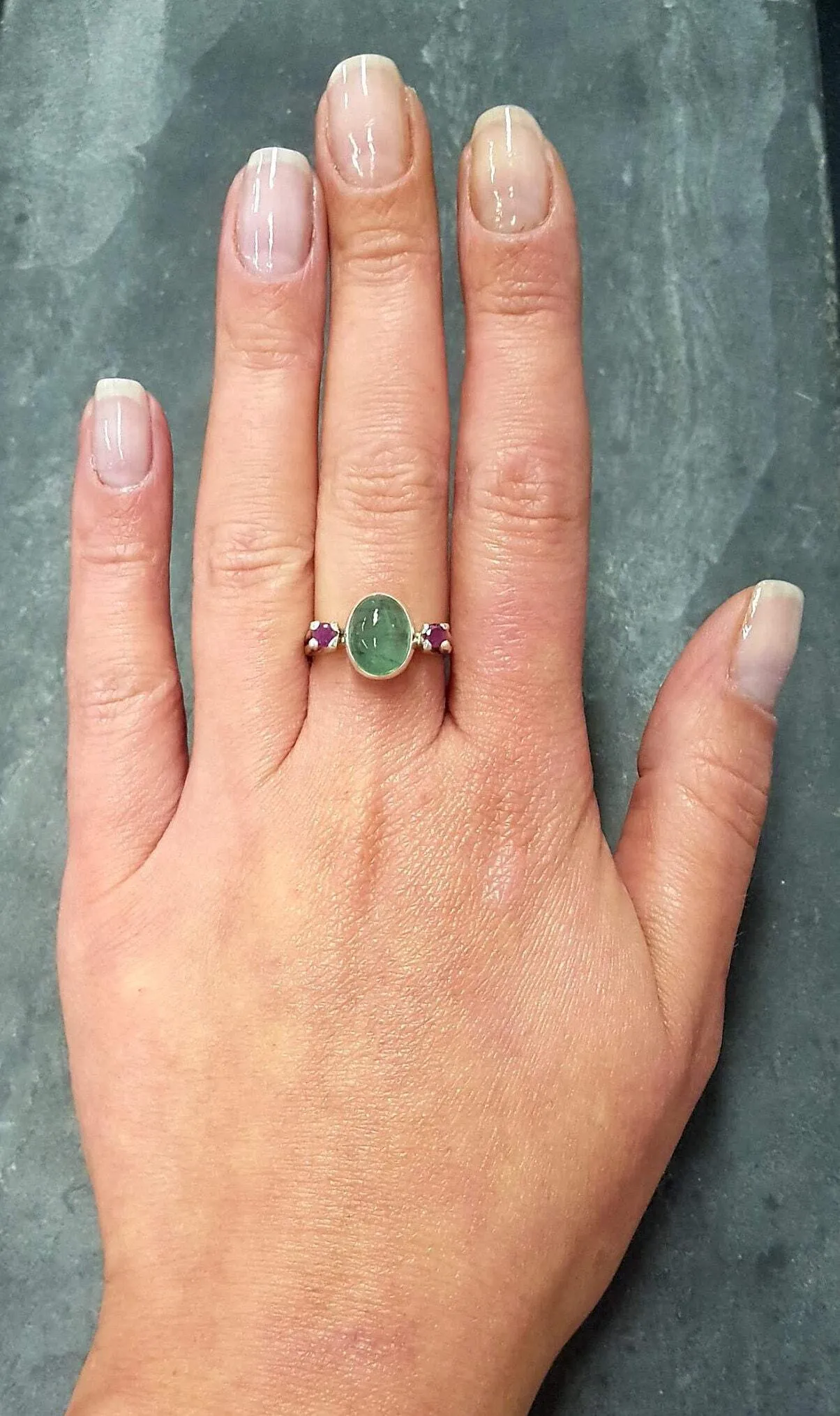 Emerald Vintage Ring - May Birthstone Ring - Ruby Silver Ring