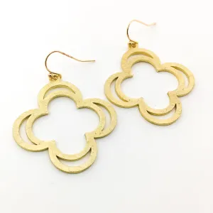 Emery Brushed Double Petal Earrings | Gold