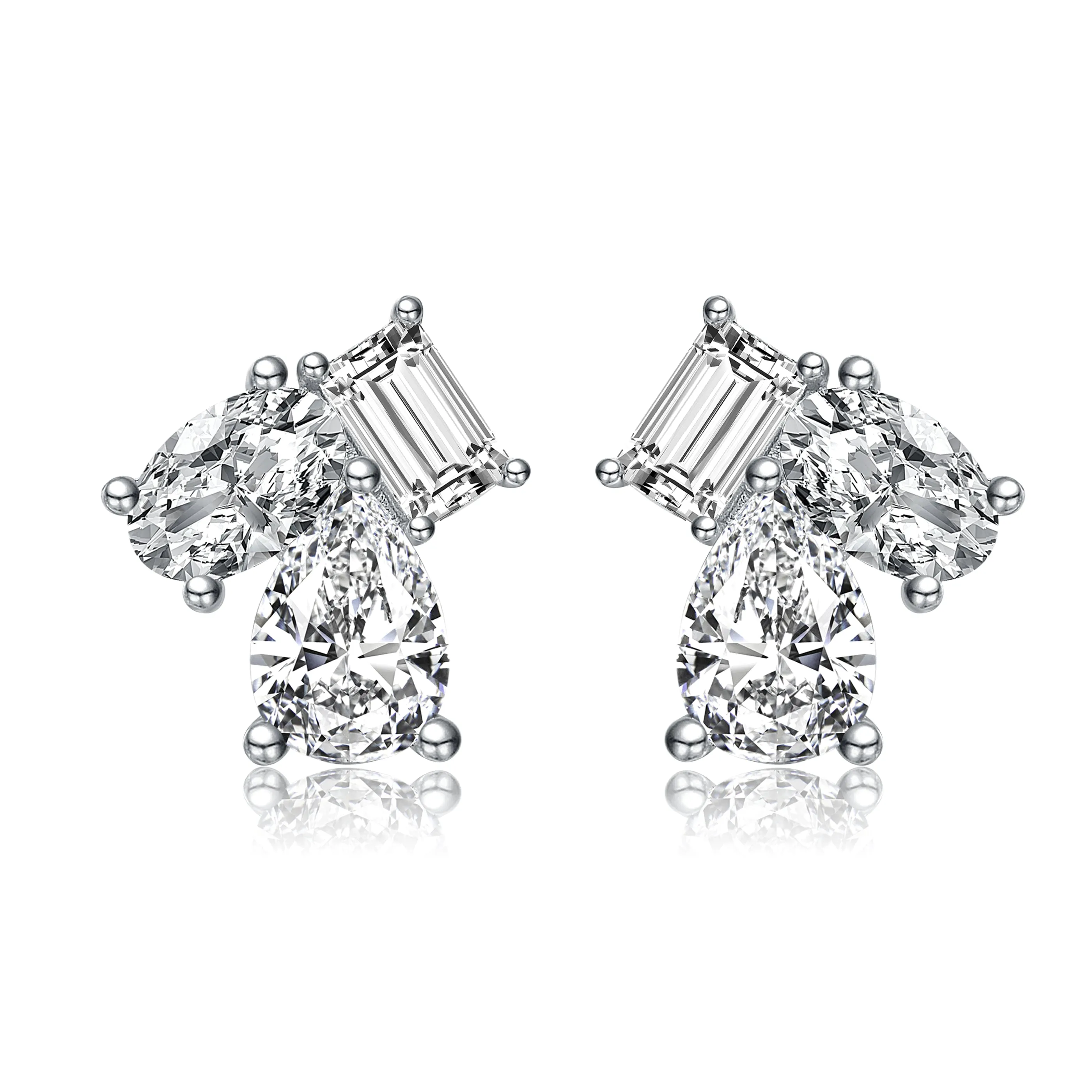 Estelle Three-Stone Cluster Stud Earrings.