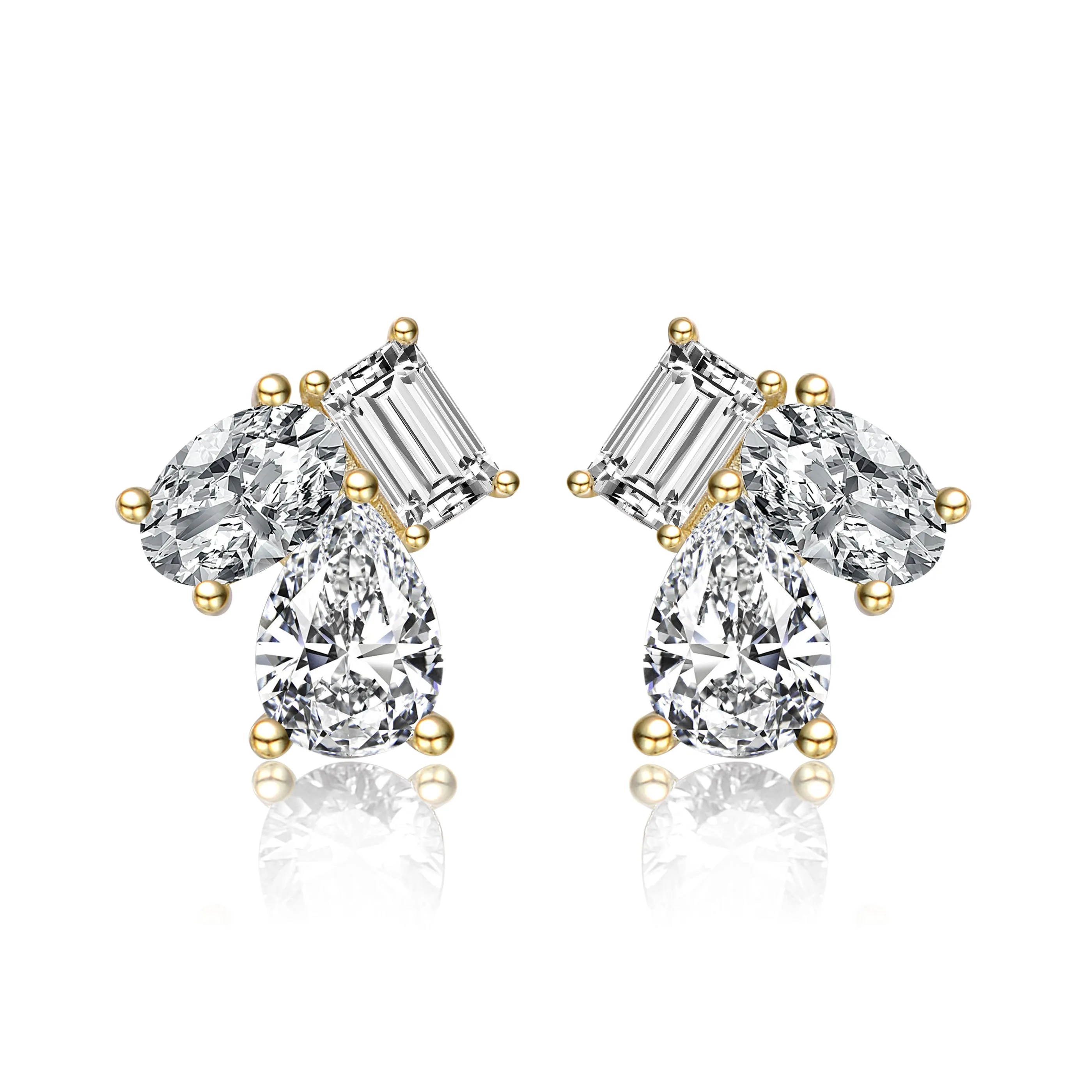 Estelle Three-Stone Cluster Stud Earrings.