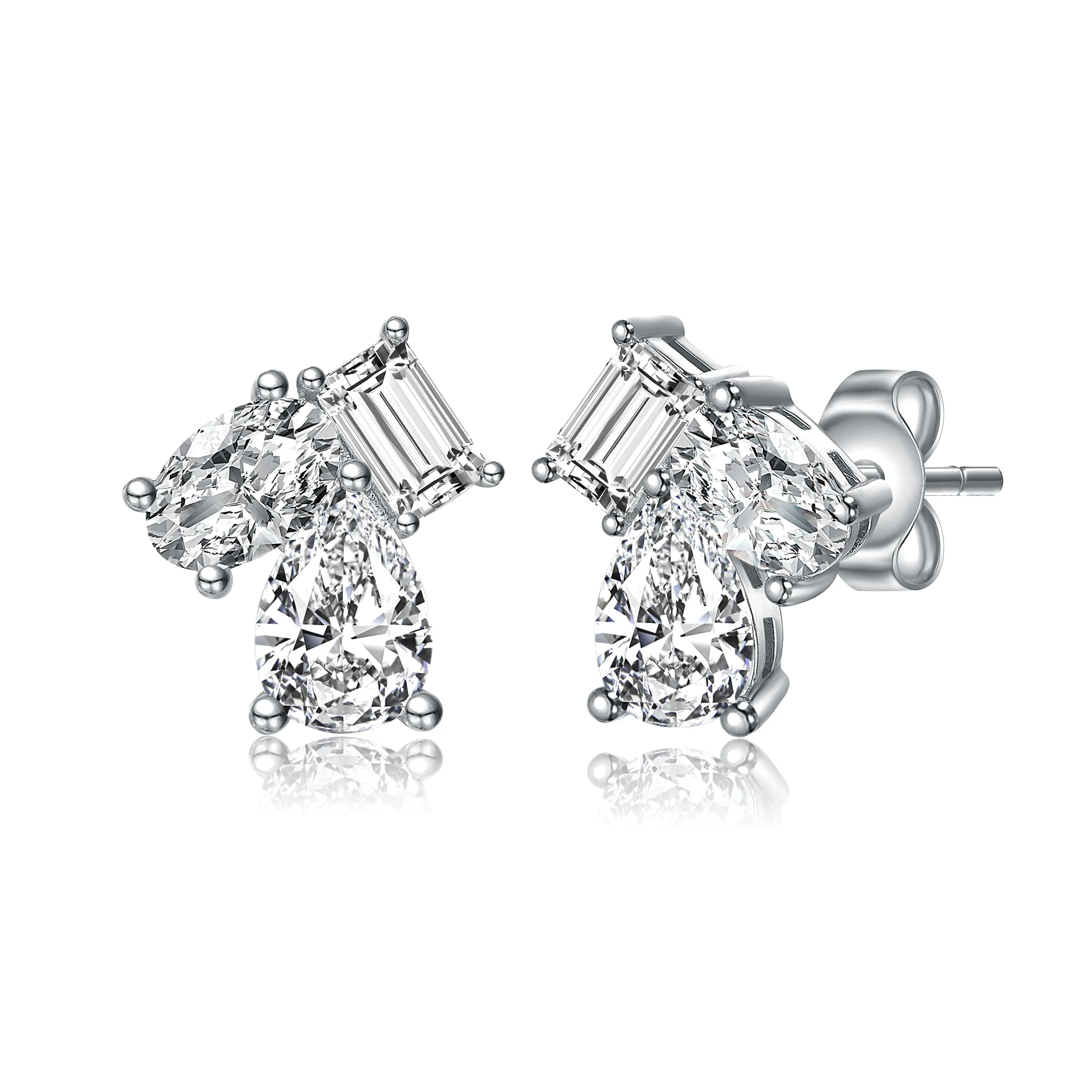 Estelle Three-Stone Cluster Stud Earrings.