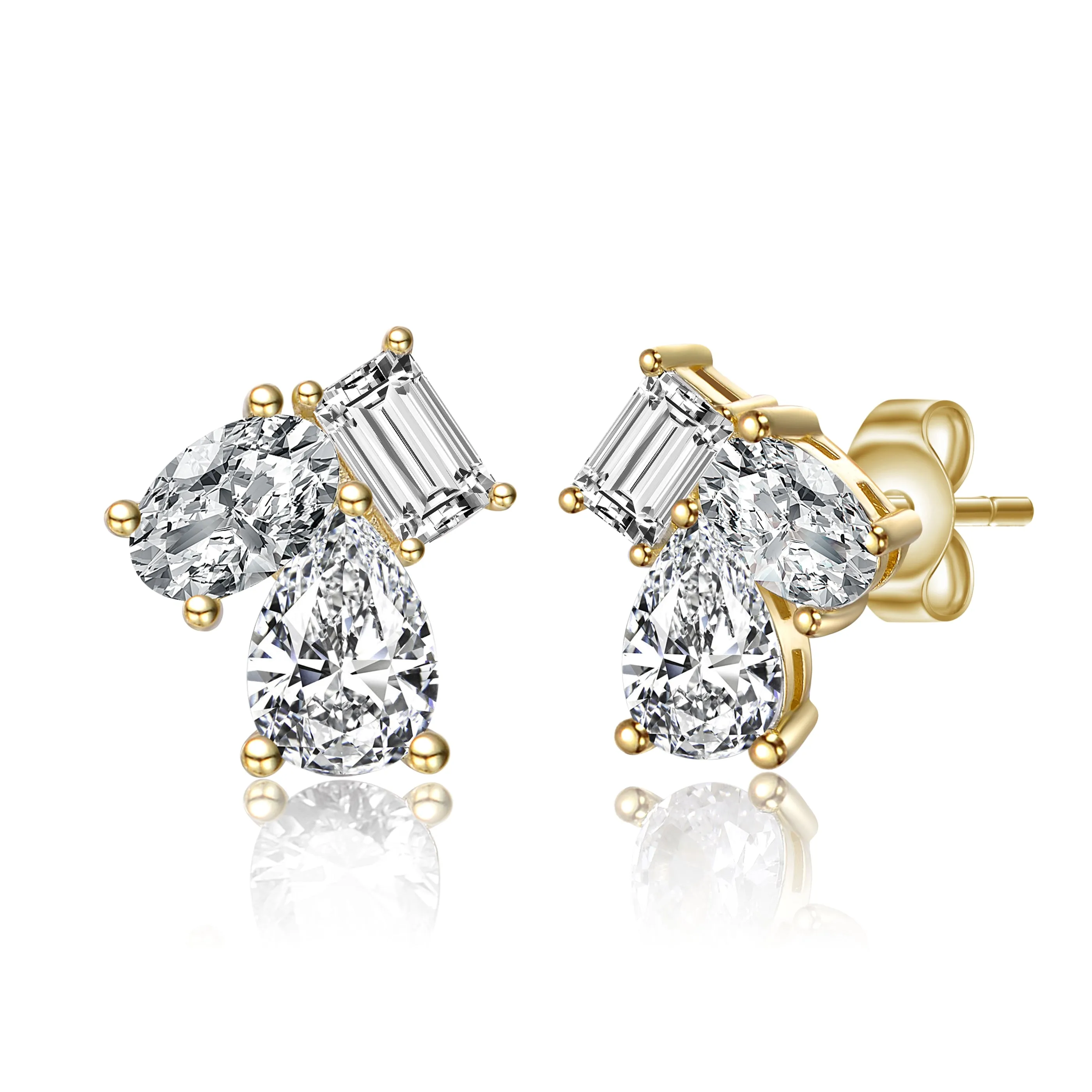 Estelle Three-Stone Cluster Stud Earrings.