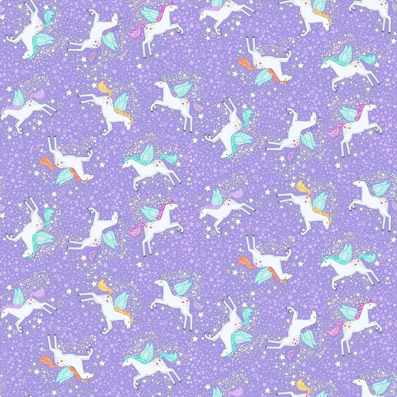 Fairy Dust | Lilac Unicorn by Makower UK for Andover Fabrics | MU-050-L