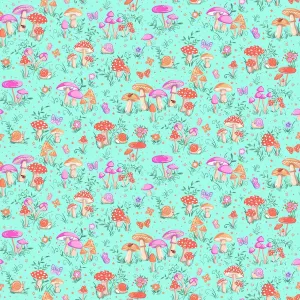 Fairy Dust | Teal Toadstool by Makower UK for Andover Fabrics | MU-051-T