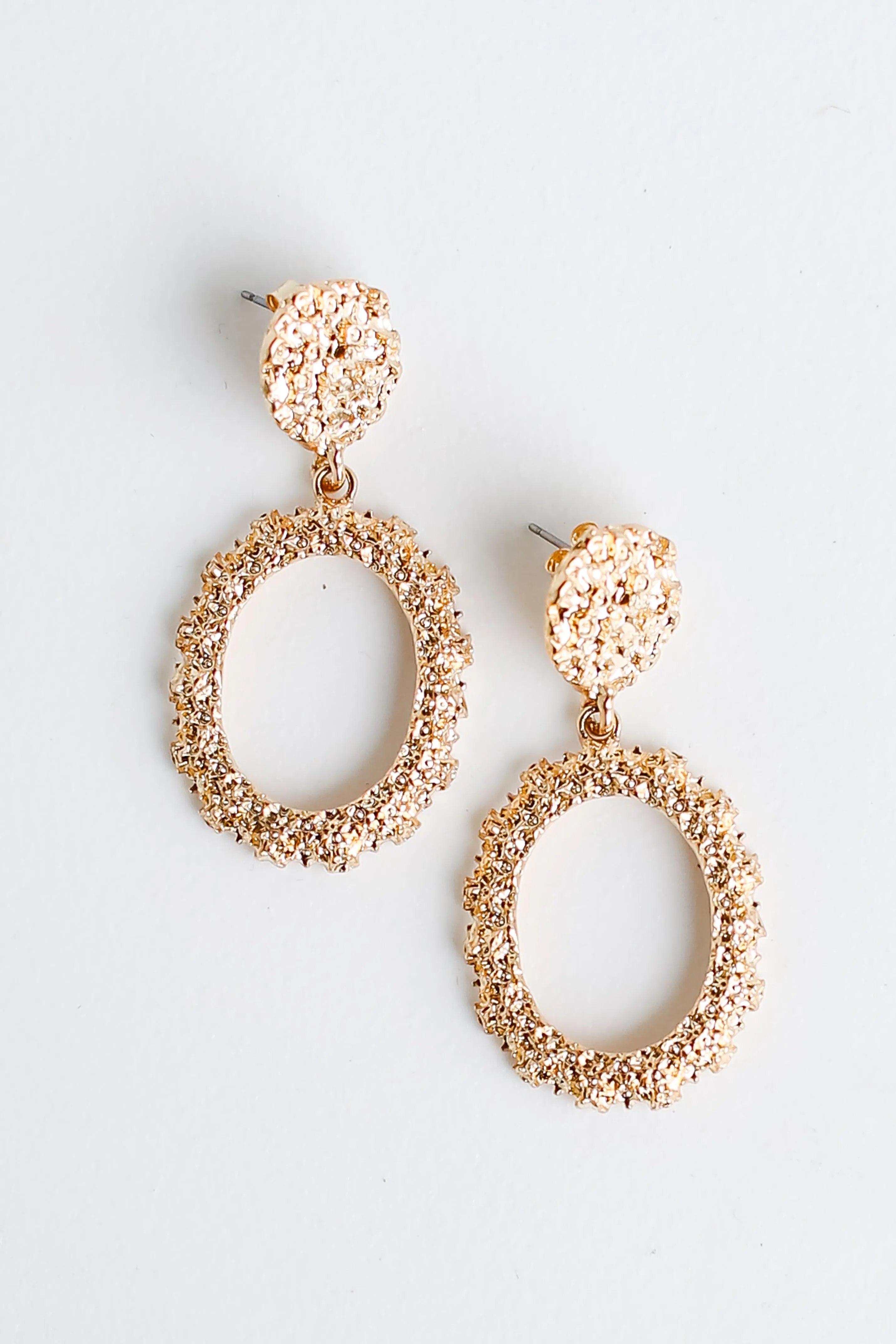 FINAL SALE - Hallie Gold Textured Drop Earrings