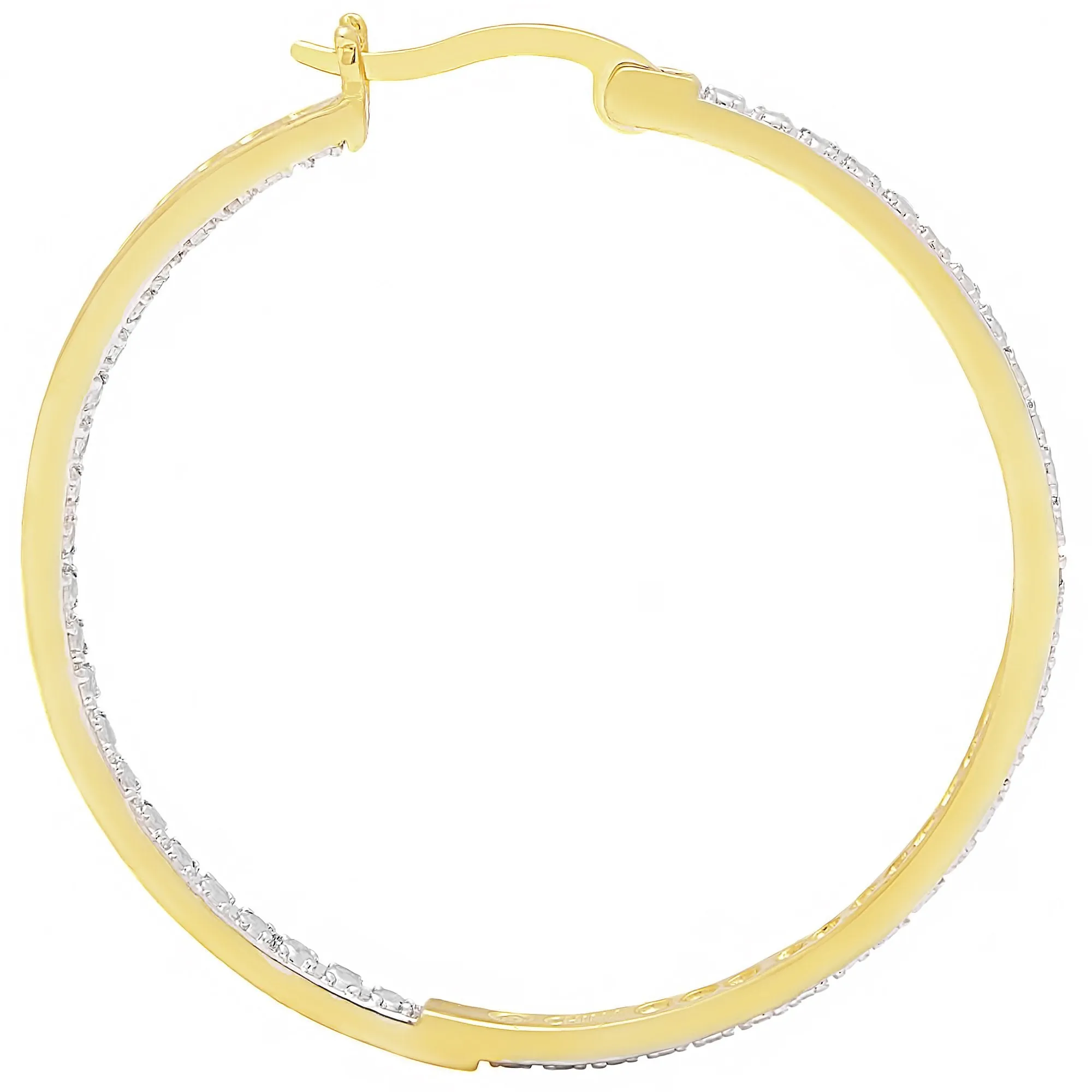 Finesque Gold Over Silver or Sterling Silver Diamond Accent Hoop Earrings