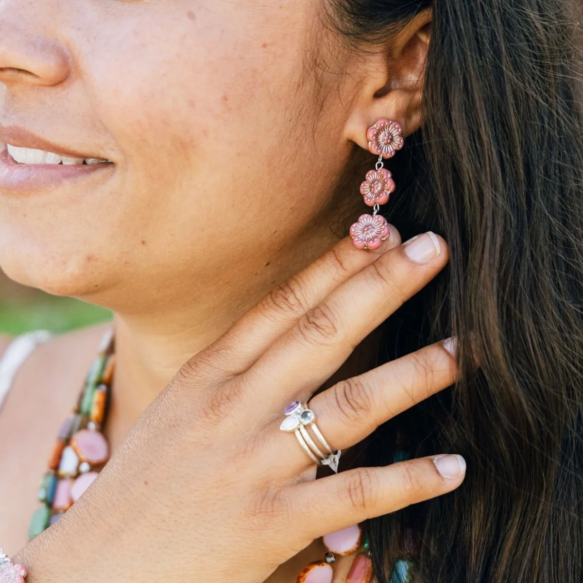 Floral Statement Drop Earrings