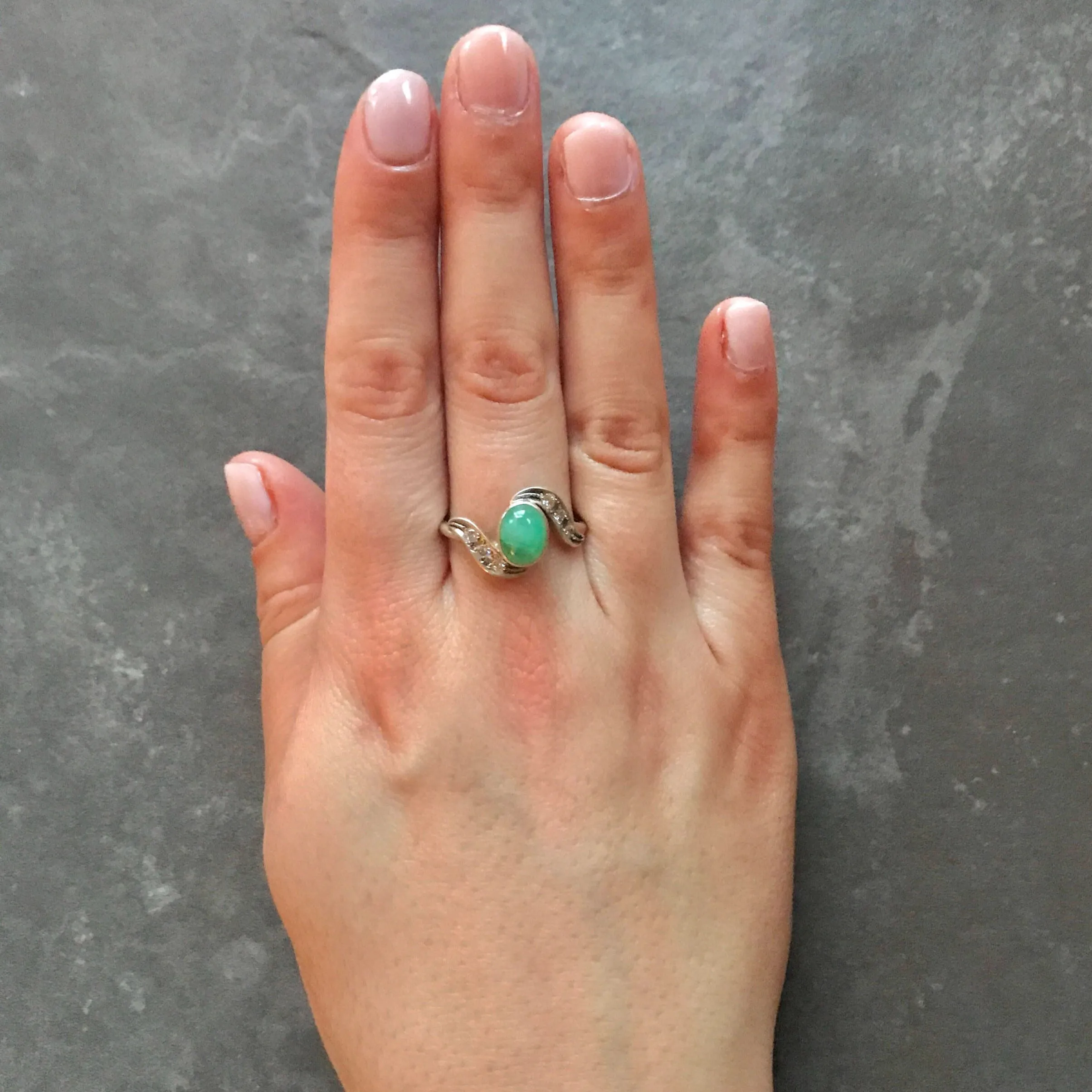 Genuine Emerald Ring - Green Oval Ring - Classy Vintage Ring