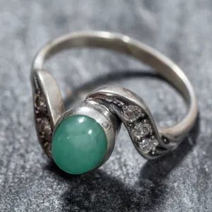 Genuine Emerald Ring - Green Oval Ring - Classy Vintage Ring