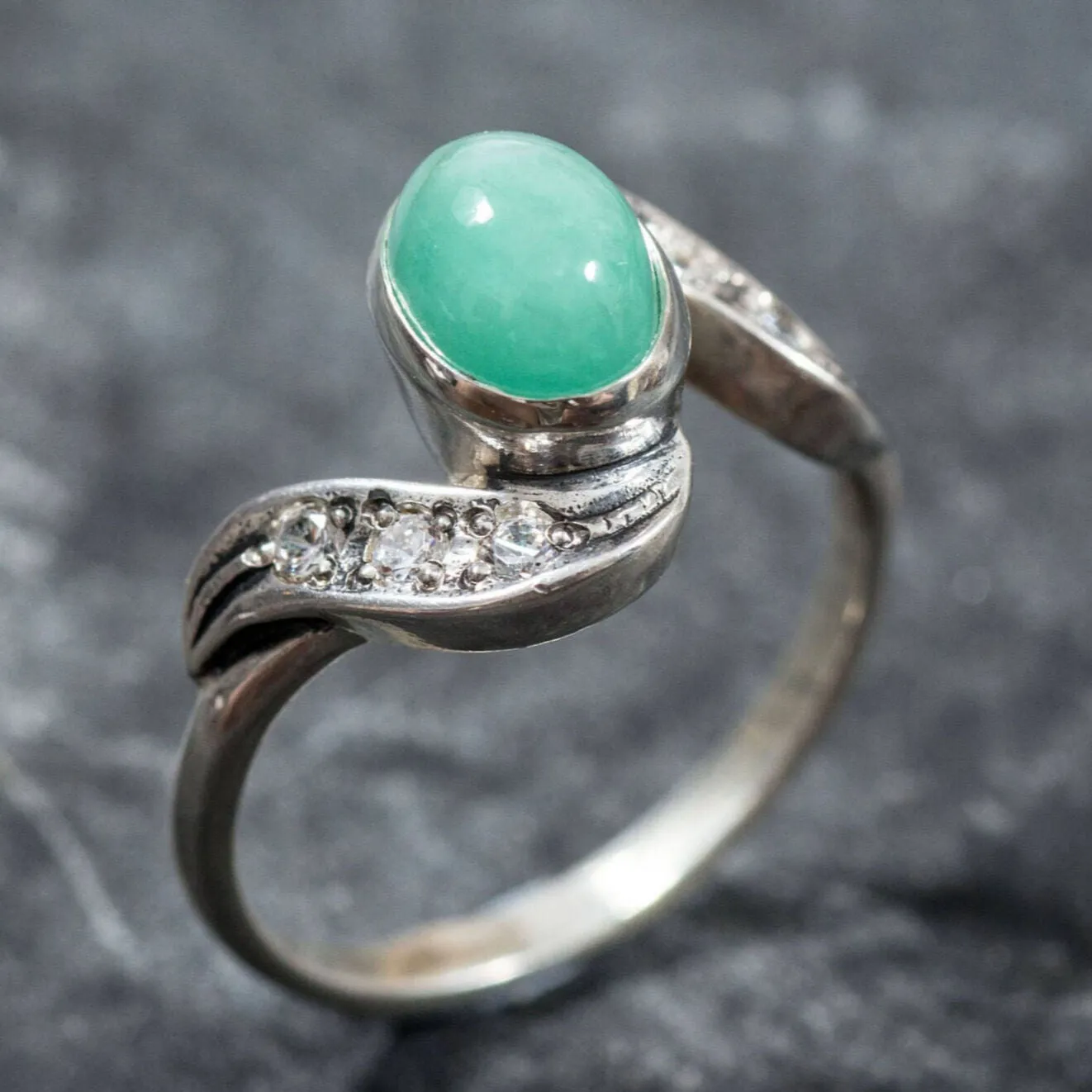 Genuine Emerald Ring - Green Oval Ring - Classy Vintage Ring