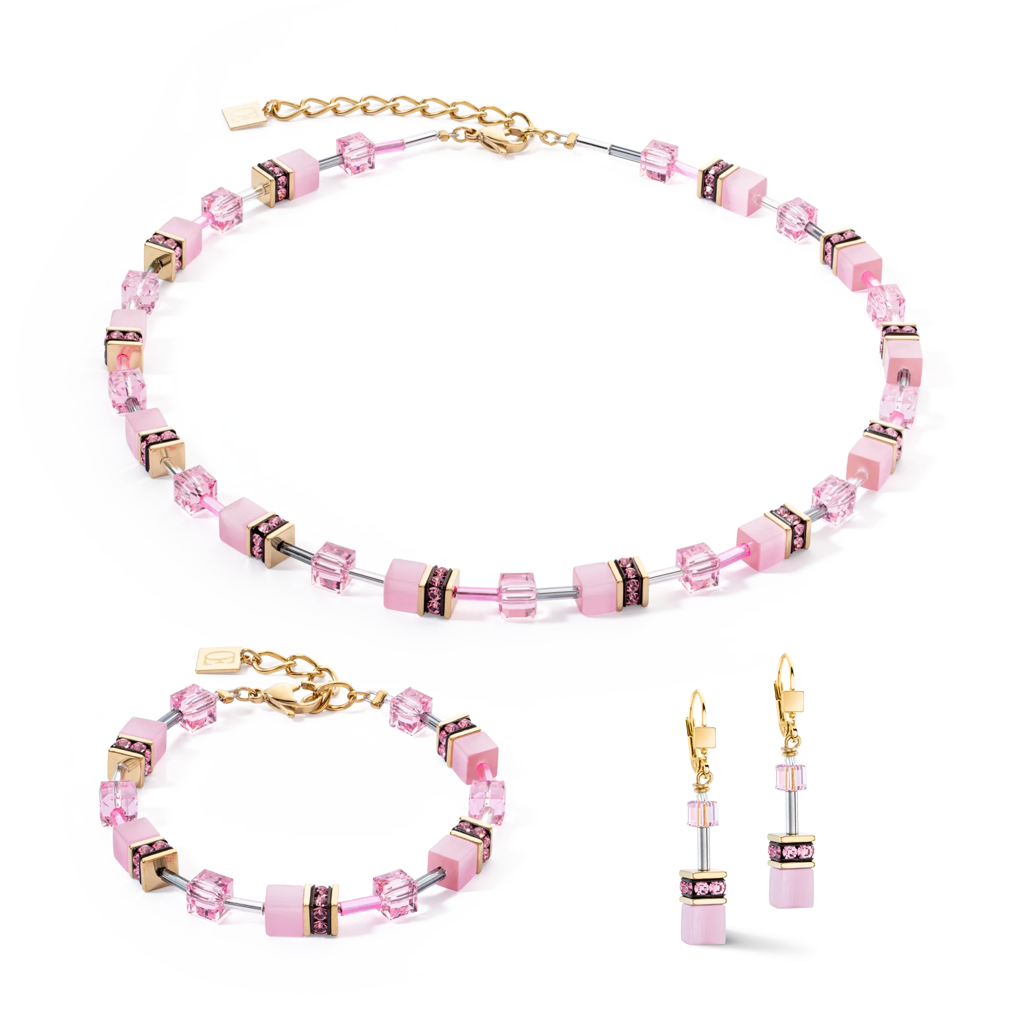 GeoCUBE® Iconic Mono Gold earrings pink