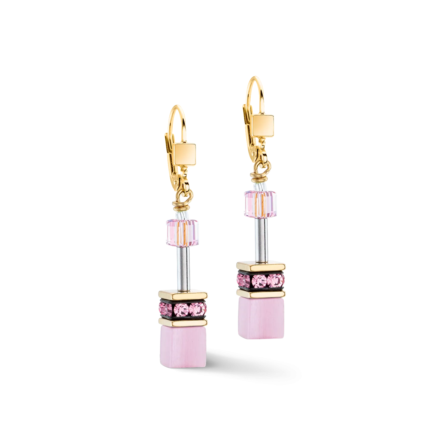 GeoCUBE® Iconic Mono Gold earrings pink