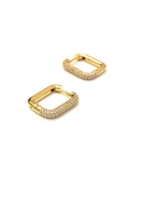 Geometric Square Huggie Earrings, Gold