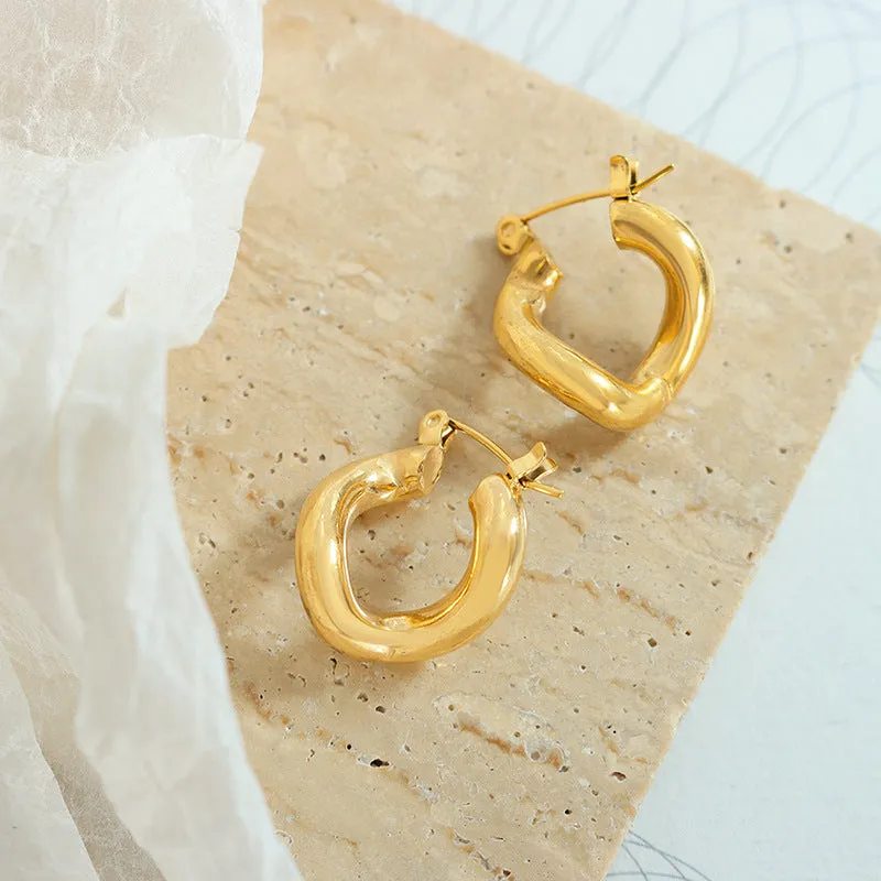 Geometric Twist Gold Plated Earrings with Retro Vibe