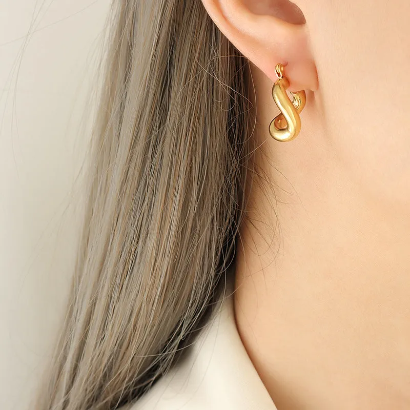 Geometric Twist Gold Plated Earrings with Retro Vibe