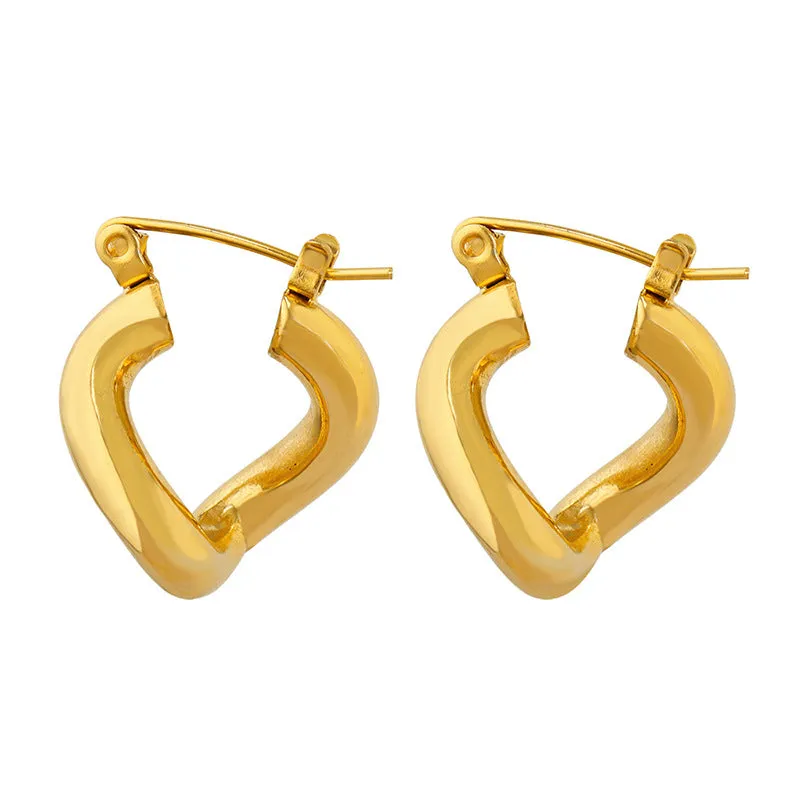 Geometric Twist Gold Plated Earrings with Retro Vibe