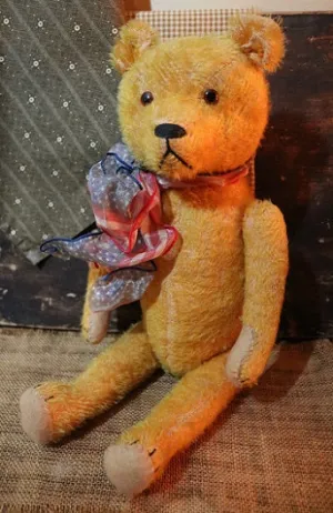 German Petz Jointed Golden Mohair Bear with Growler Adorable