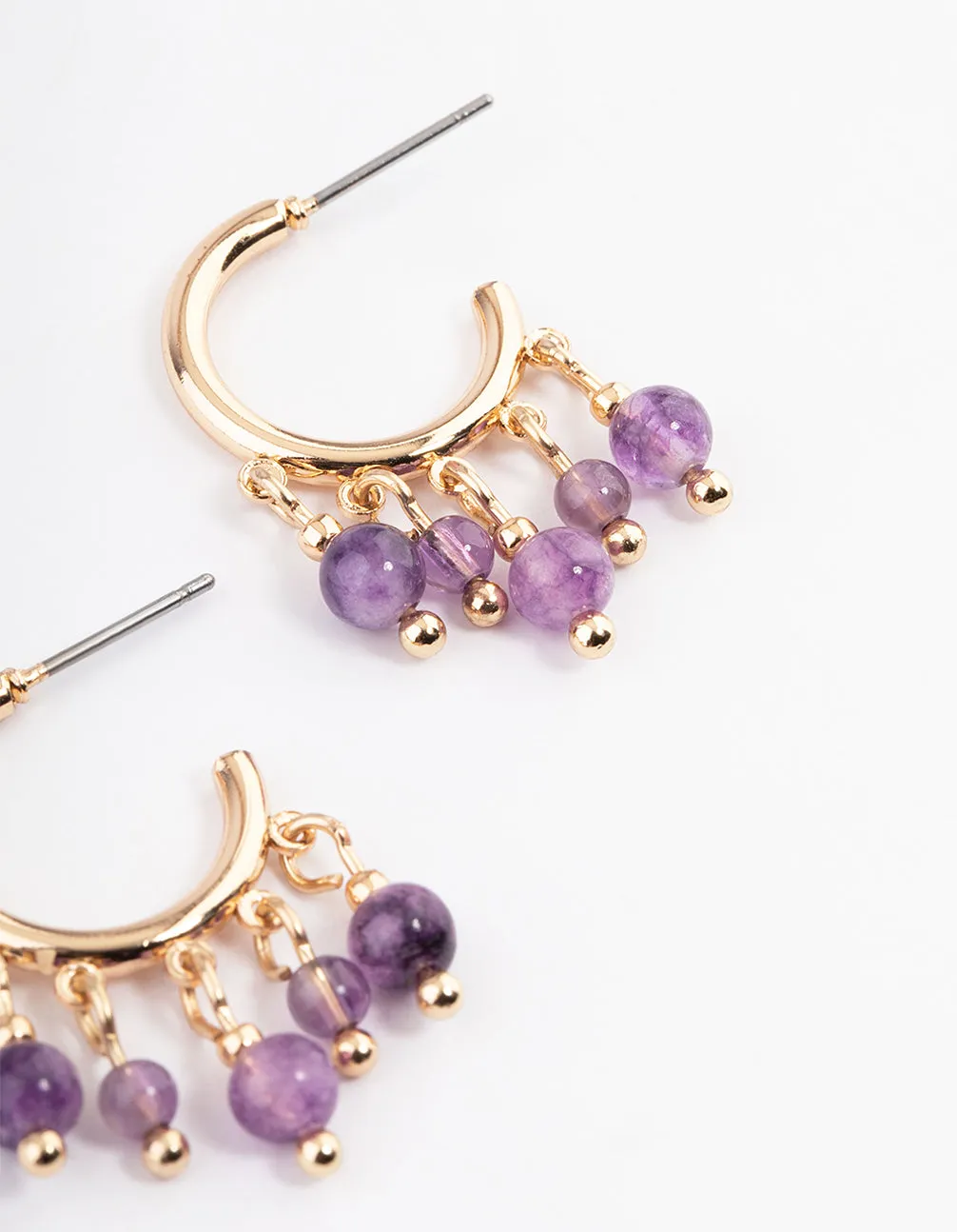 Gold Amethyst Cluster Earrings