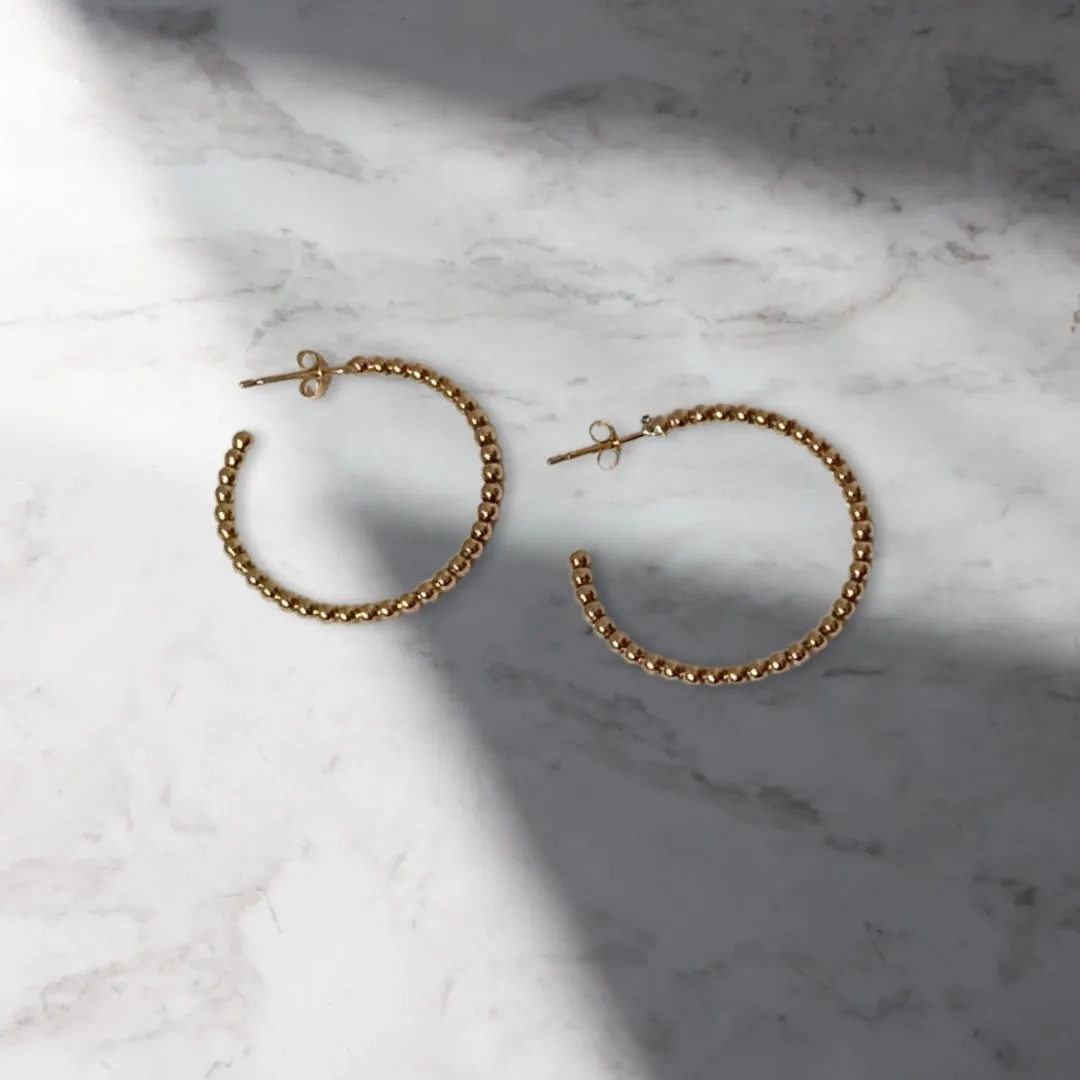 Gold Beaded Hoop Earrings