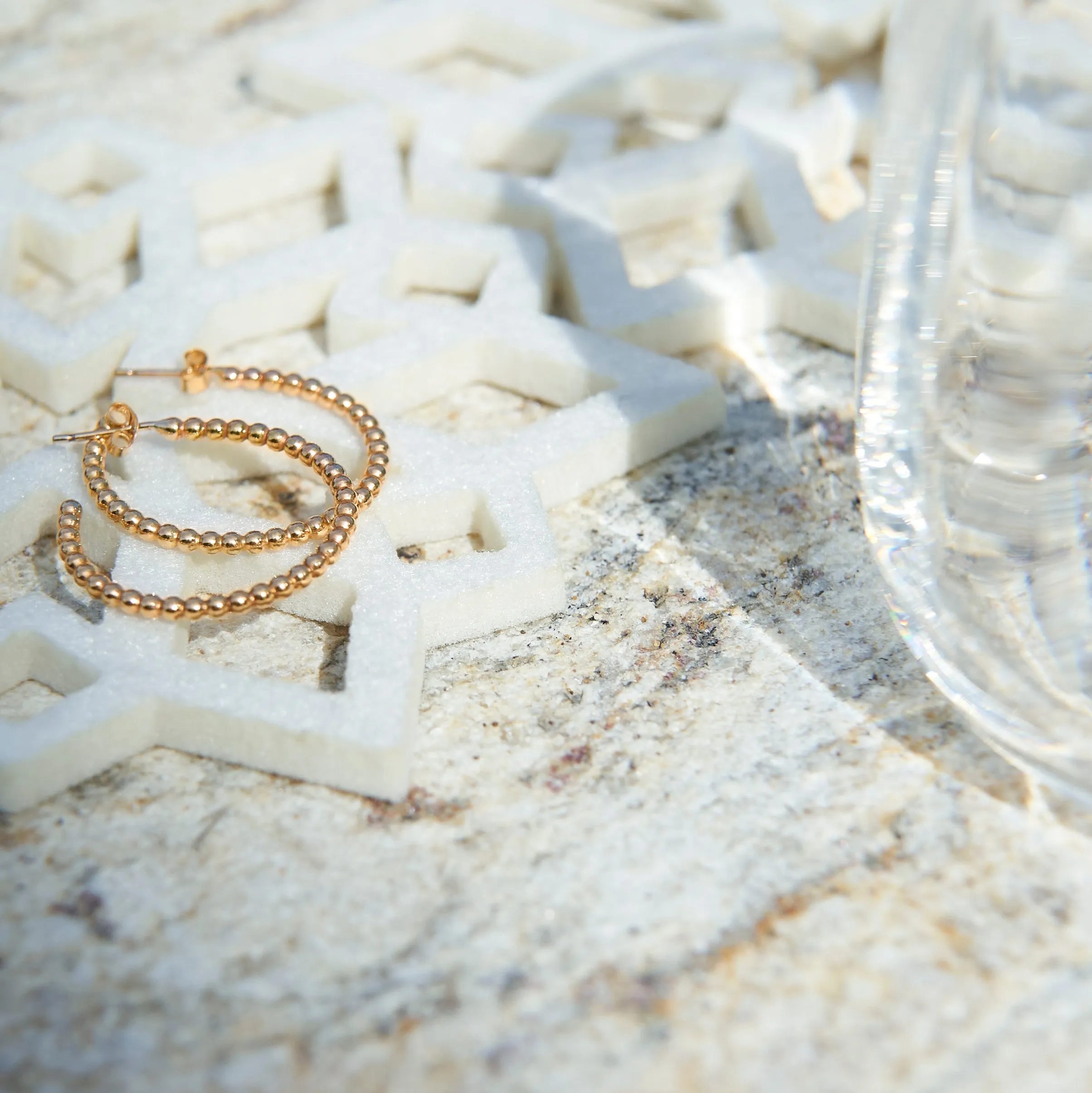 Gold Beaded Hoop Earrings