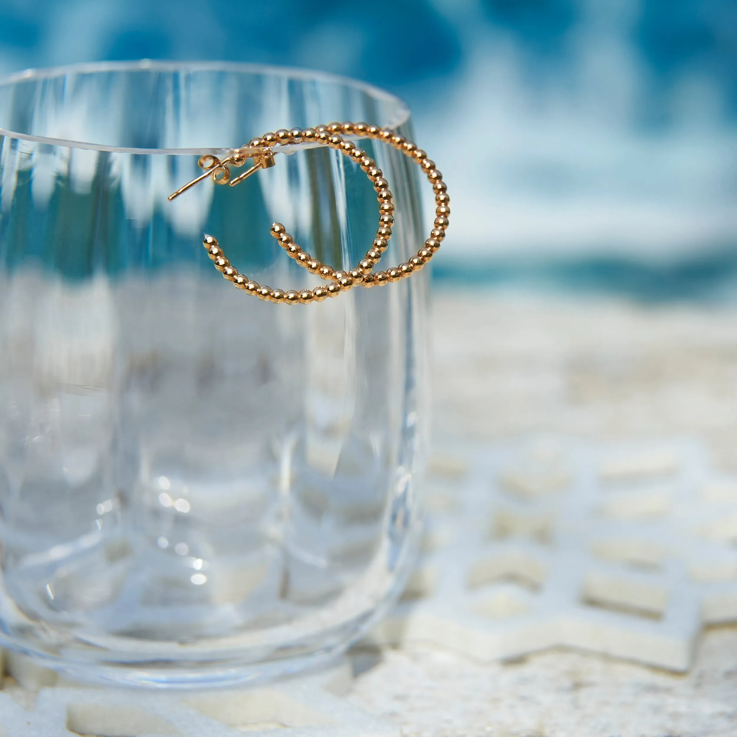 Gold Beaded Hoop Earrings