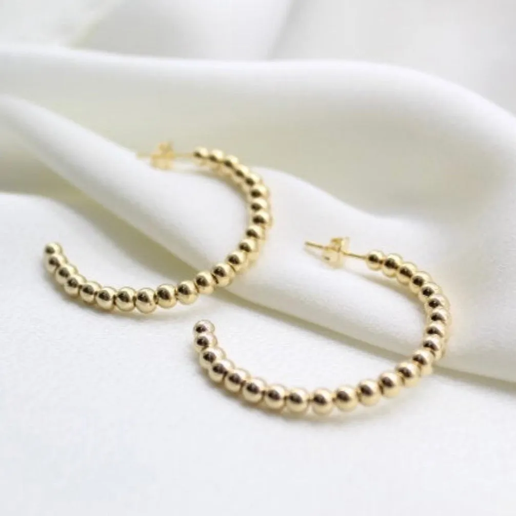 Gold Beaded Hoop Earrings