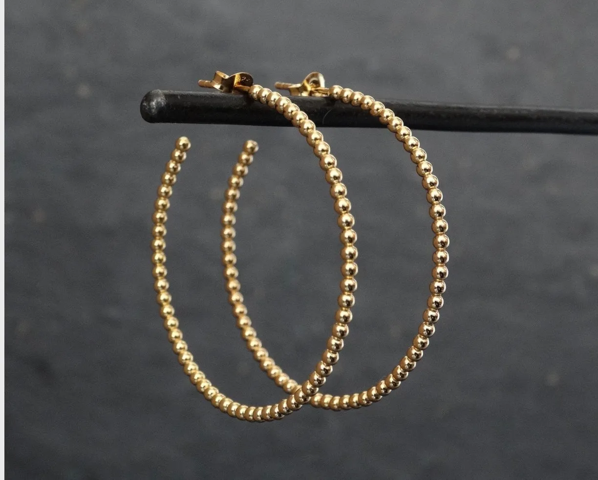 Gold Beaded Hoop Earrings