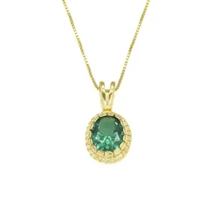 Gold Emerald Pendant - Green Emerald Necklace, Vintage Emerald Pendant