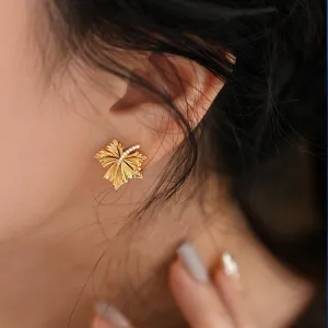 Gold Plated Maple Leaf Earrings with Sterling Silver Posts