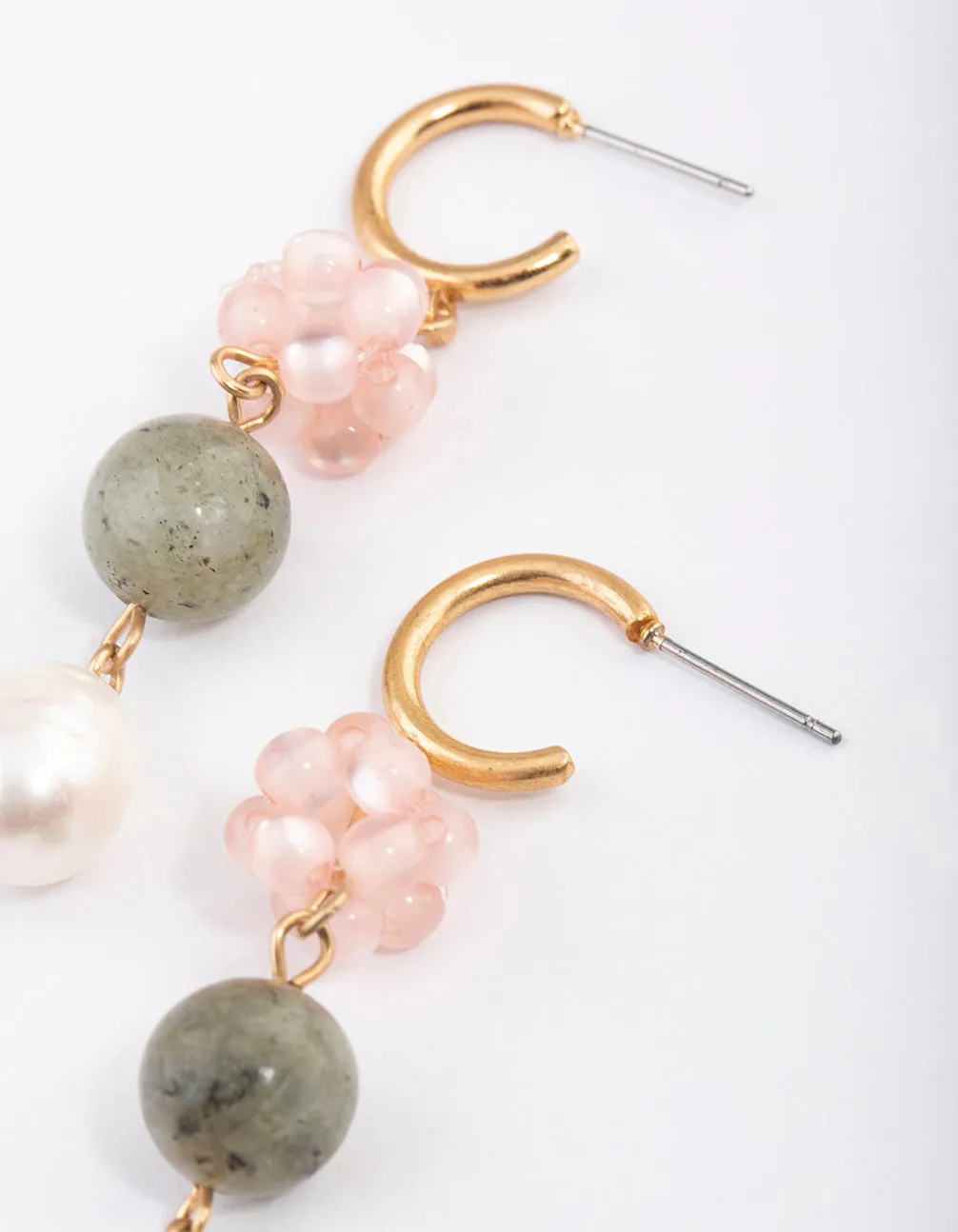 Gold Rhodonite Cluster Earrings