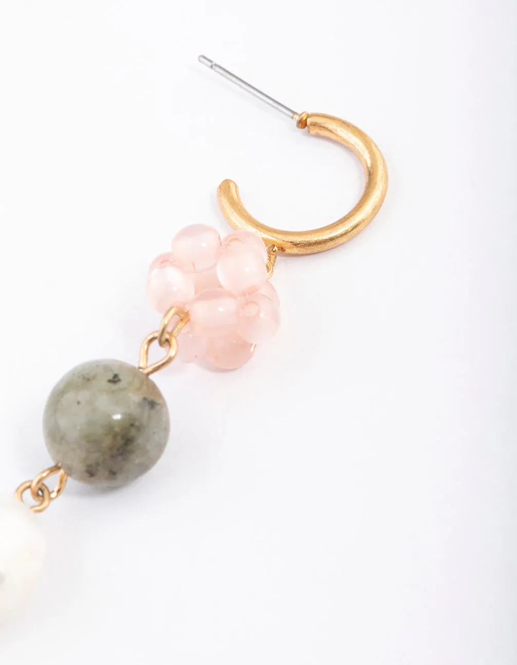 Gold Rhodonite Cluster Earrings