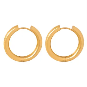 Golden Cross-Border Circular Earrings: Elegant Titanium Steel Jewelry for Women