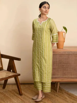 Green Embroidered Silk Kurta