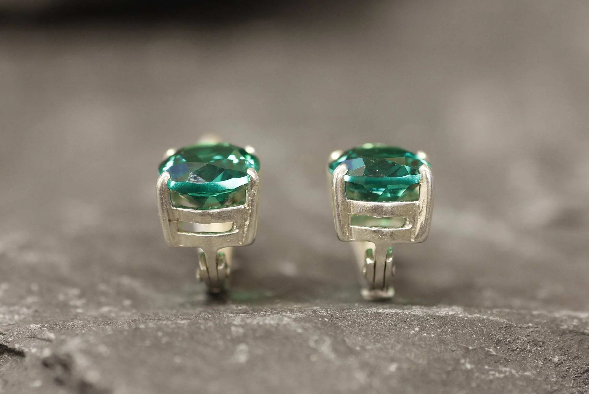 Green Emerald Earrings - Classic Emerald Studs, Green Oval Earrings