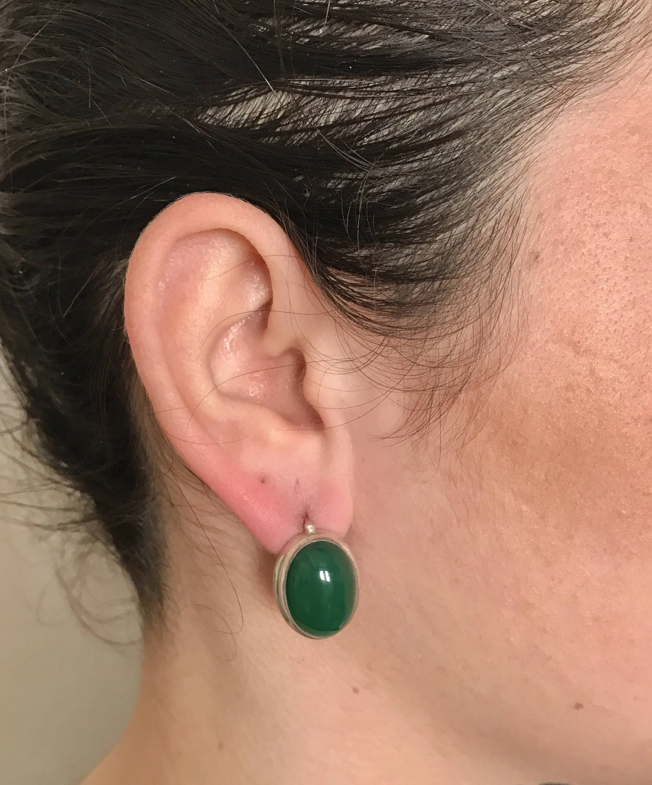 Green Emerald Earrings - Large Emerald Studs - Green Vintage Earrings