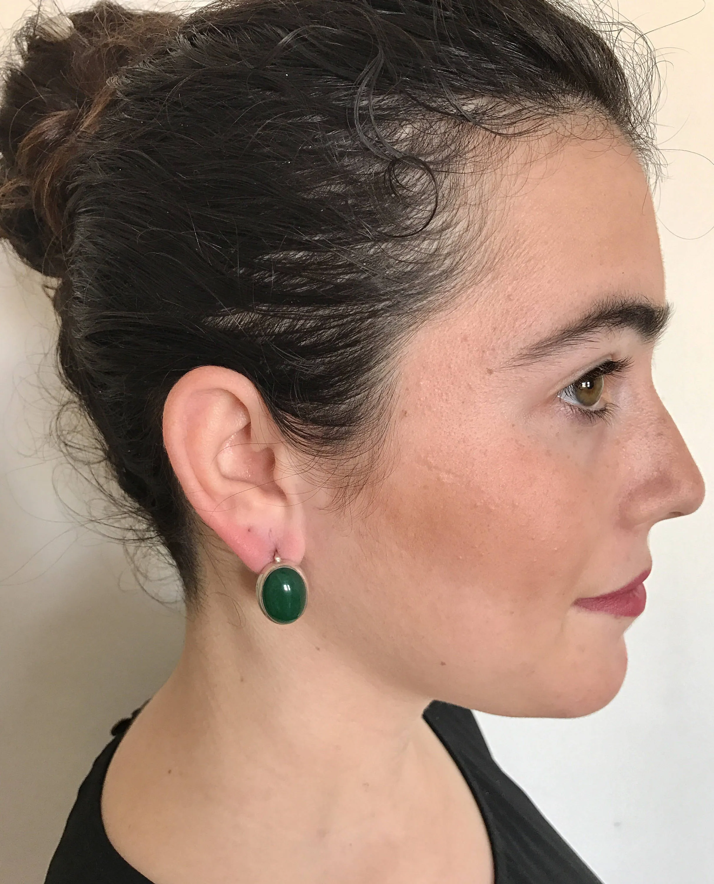 Green Emerald Earrings - Large Emerald Studs - Green Vintage Earrings