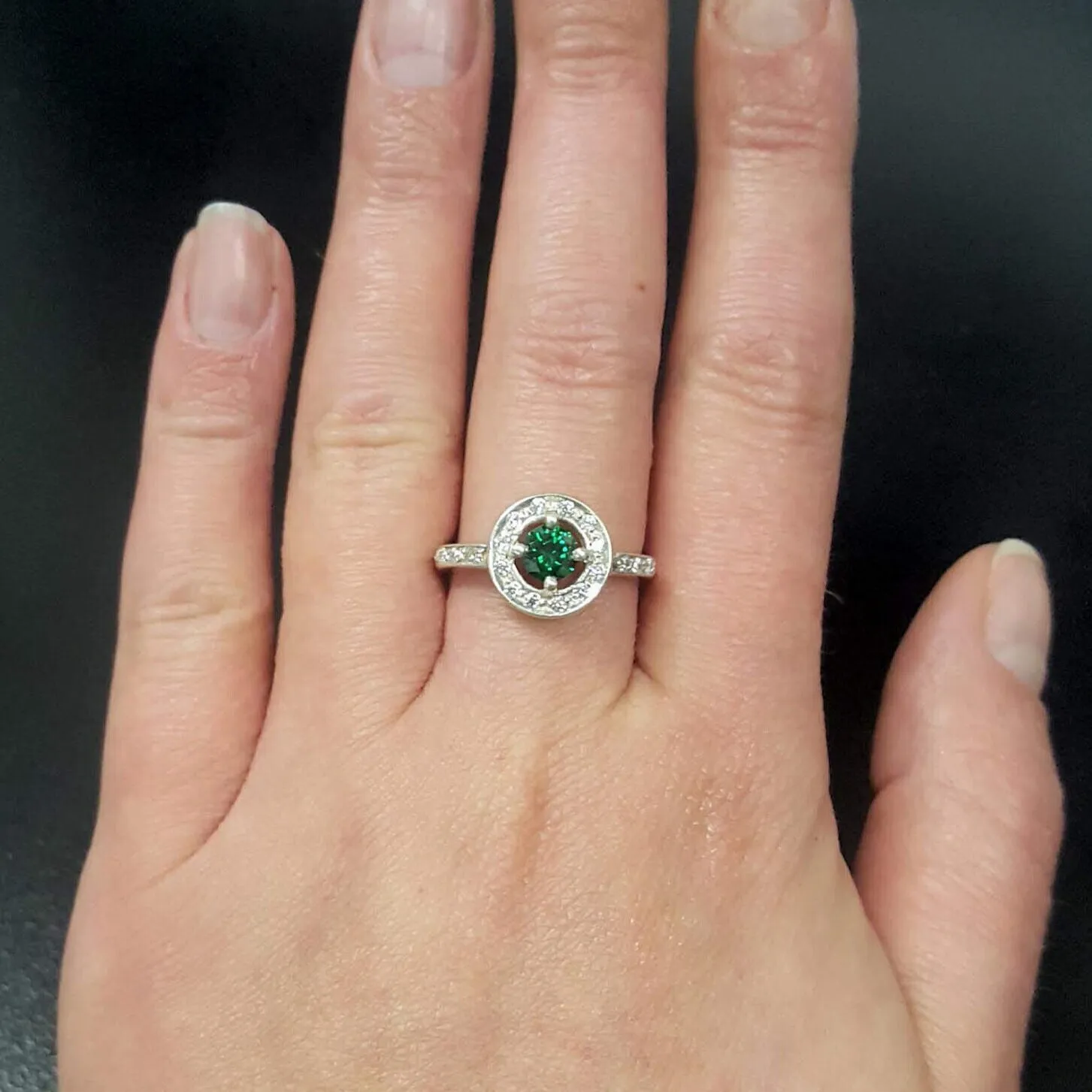 Green Emerald Ring - Vintage Emerald Ring - Green Cluster Ring